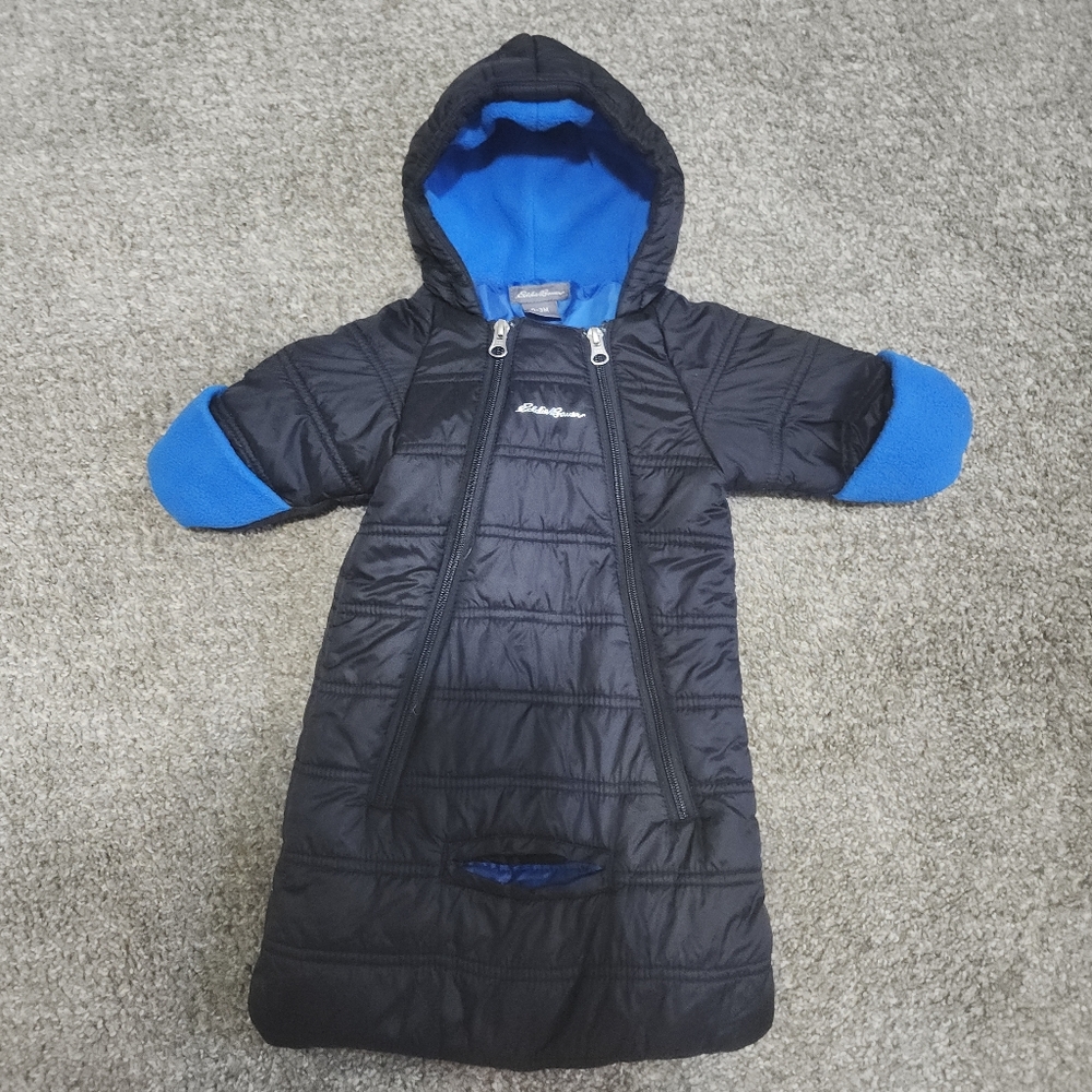 Navy blue/black Eddie Bauer infant  babysnowsuit (car seat/stroller bunting)